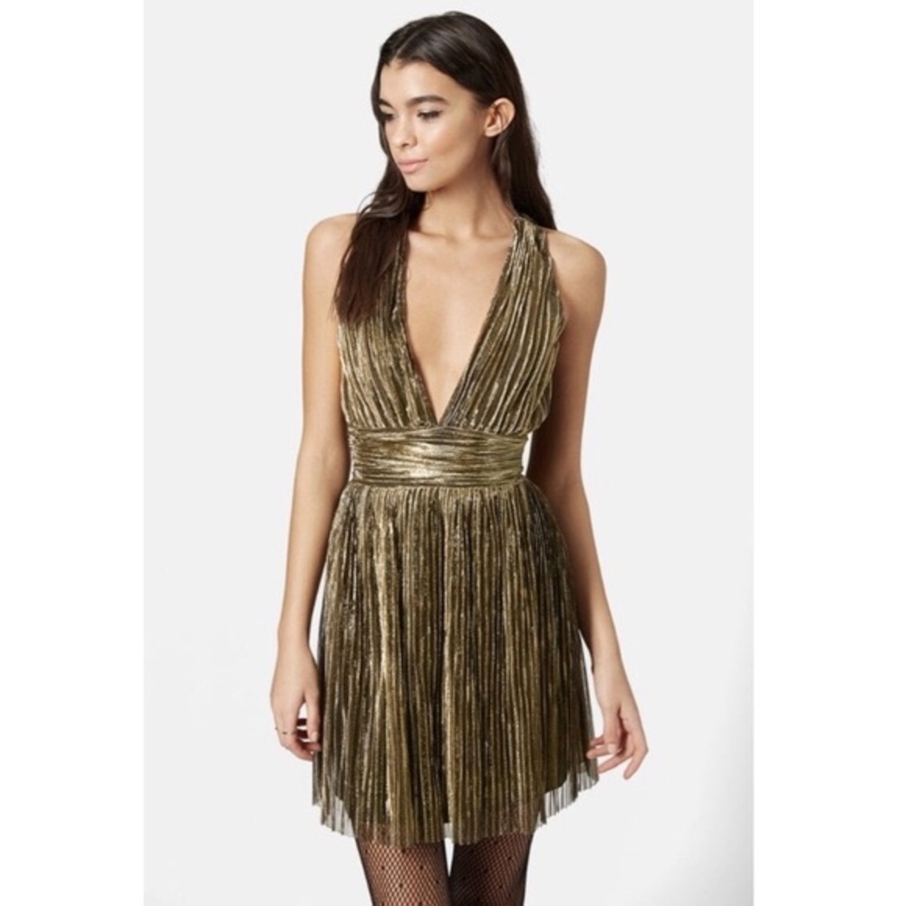 TOPSHOP Gold Dress